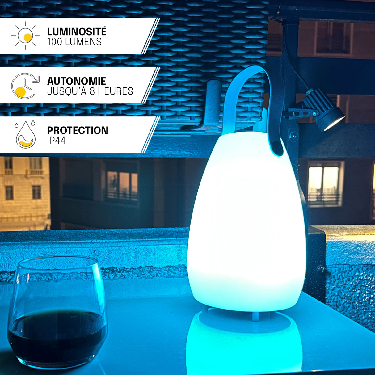 Lampe de Table USB - IP44, Fonction Bluetooth, Télécommande