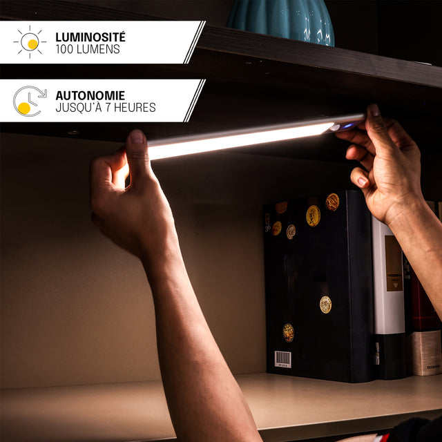 Réglette LED Sans Fil Rechargeable - IP20, Batterie Détachable, Détection de Mouvement