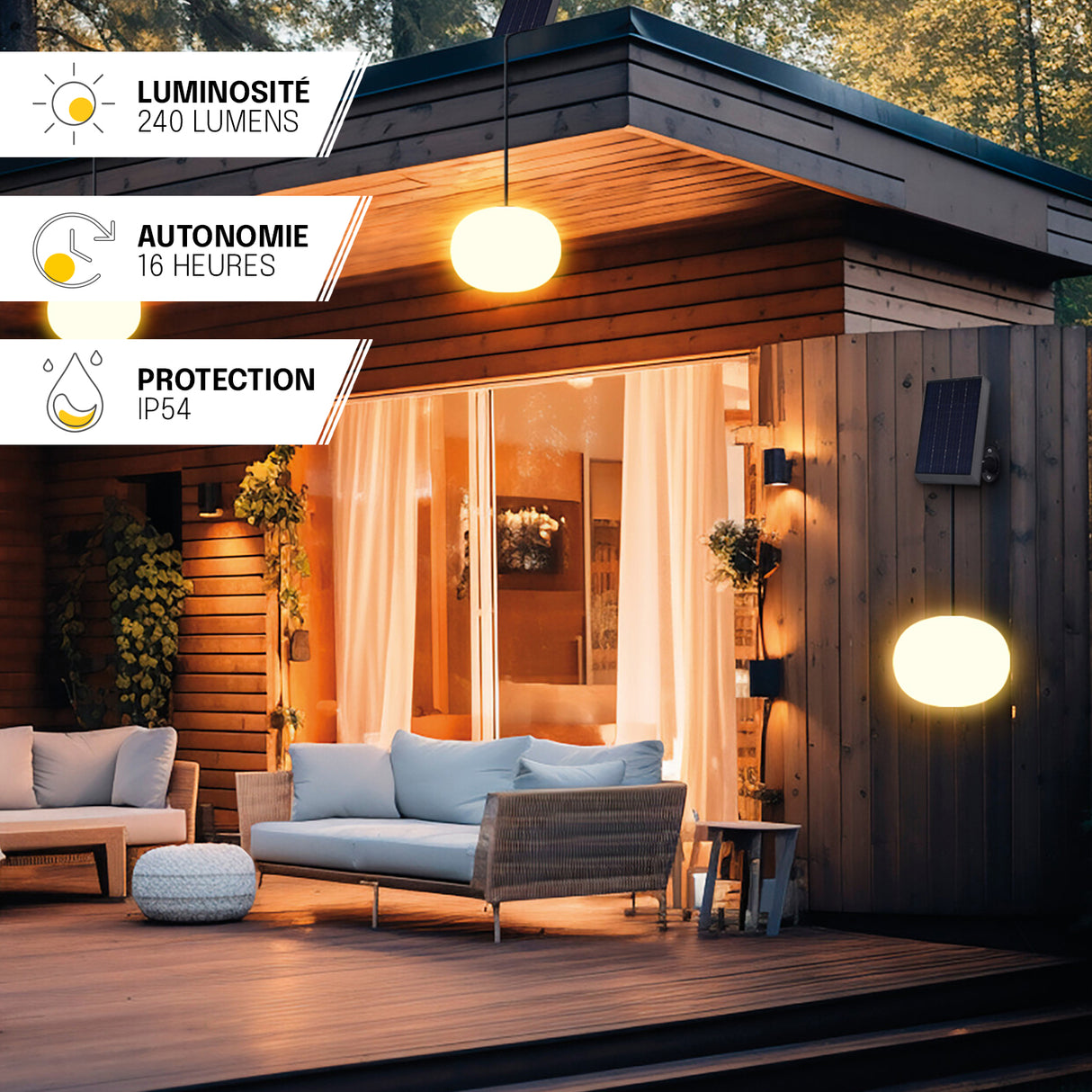 Suspension Solaire Extérieur – IP54, Boule LED avec Télécommande, Rechargeable USB