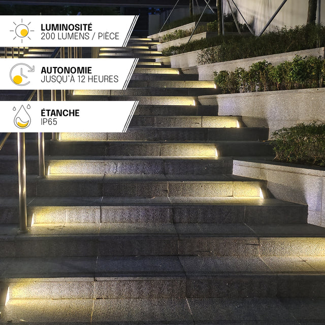 Éclairage Marche Escalier Solaire - IP65, Lot de 2