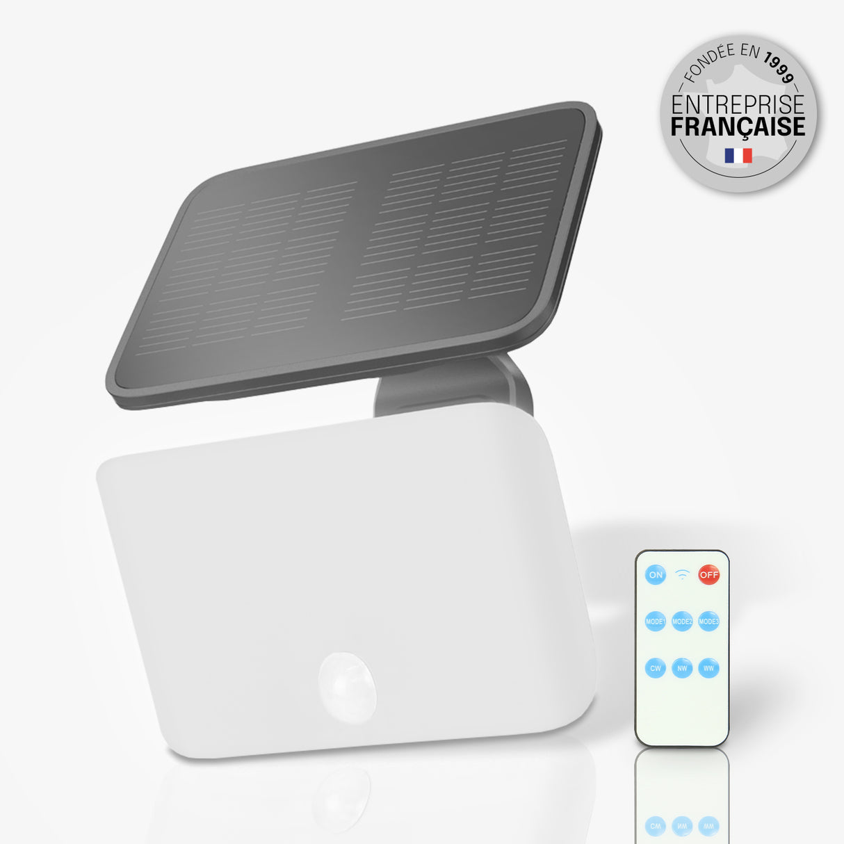 Projecteur Solaire Extérieur – Détection de Mouvement, Télécommande, 3 Modes d'Éclairage