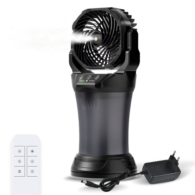 Ventilateur Brumisateur Portable Extérieur Rechargeable Solaire/220V - Réservoir 2L Oscillation Automatique avec Télécommande