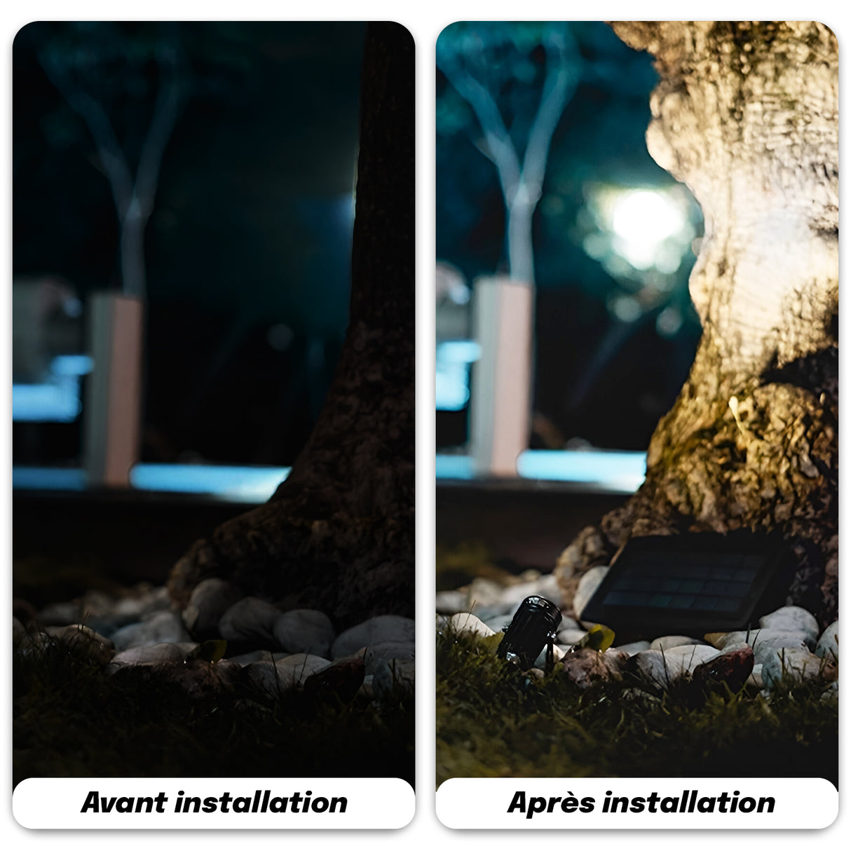 Lot de 4 Spots Solaires Exterieurs - IP65, Installation au Sol avec Piquet