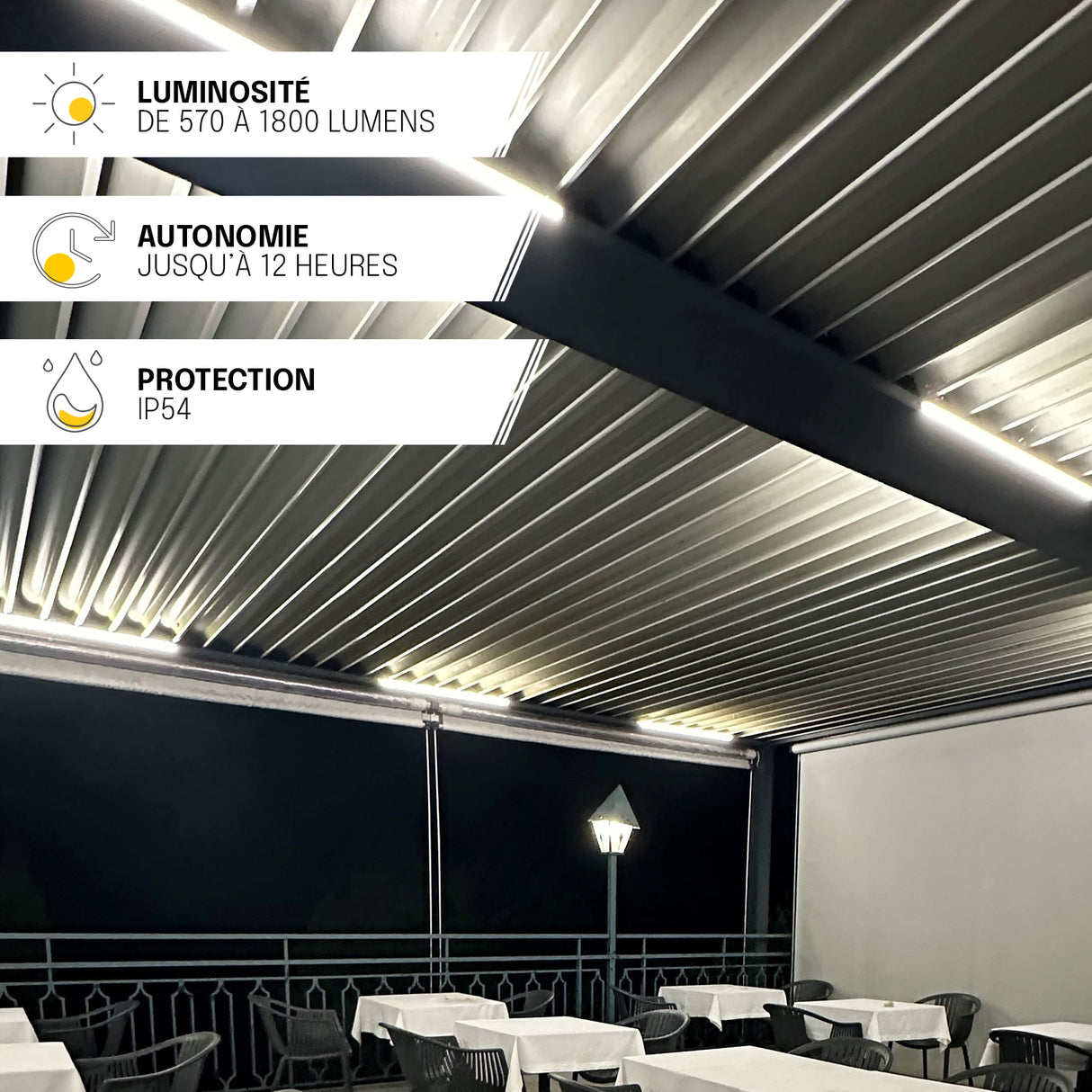 Reglette LED Solaire - IP54, Fonction Diurne