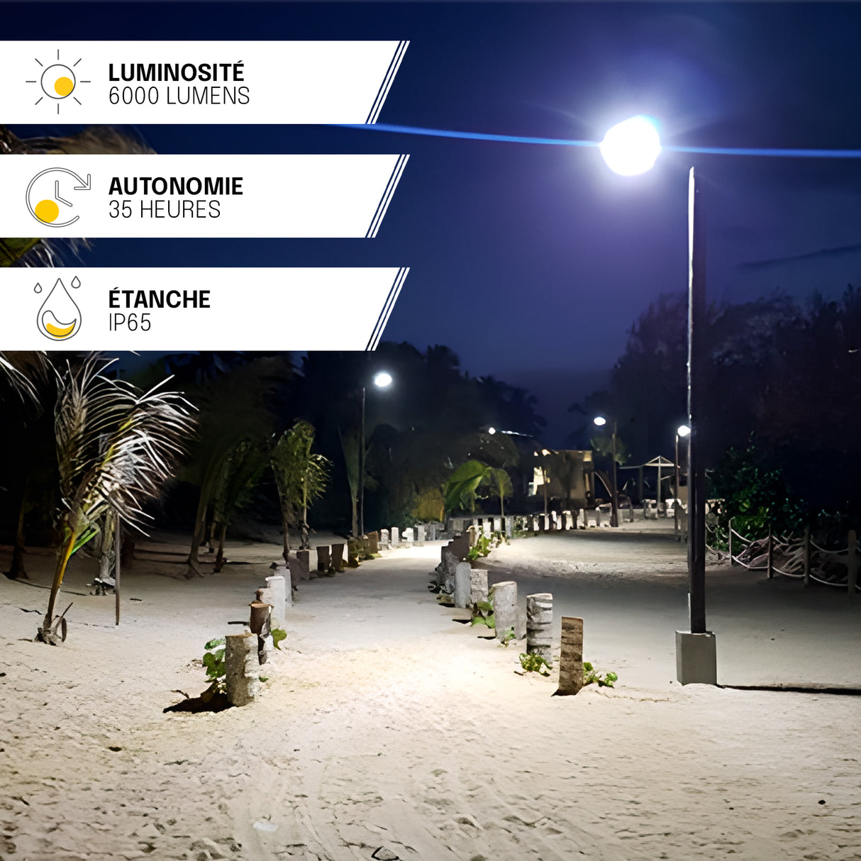 Projecteur Solaire Mural Haute Puissance - 6000LM, IP65, Détection de Mouvement