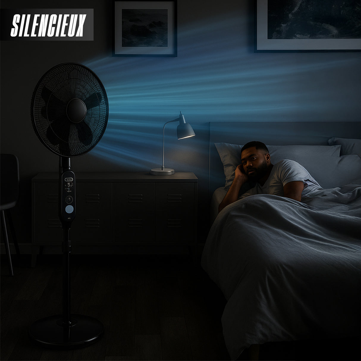 Ventilateur Solaire sur Pied 125 CM - 3 Vitesses, Rechargeable 220V