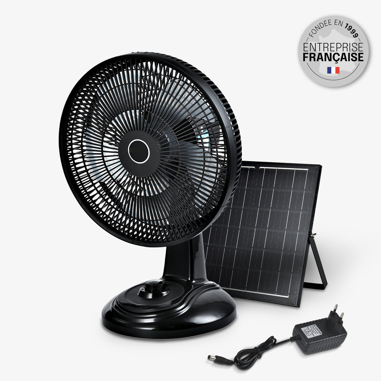 Ventilateur Solaire de Table - 3 Vitesses, Rechargeable 220V