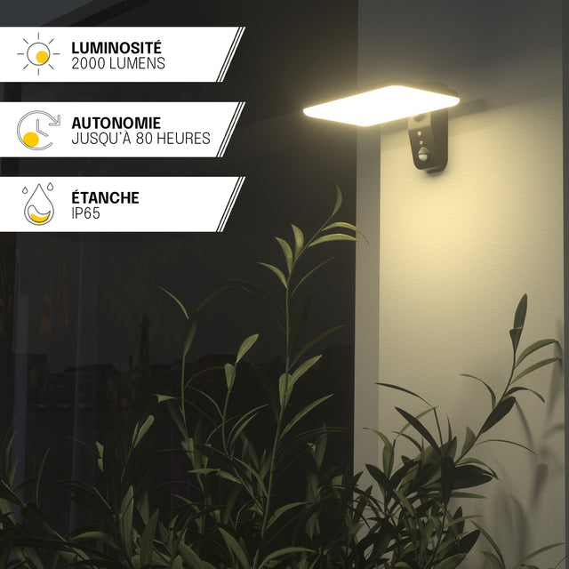 Applique Solaire Murale Orientable - IP65, Détection de Mouvement