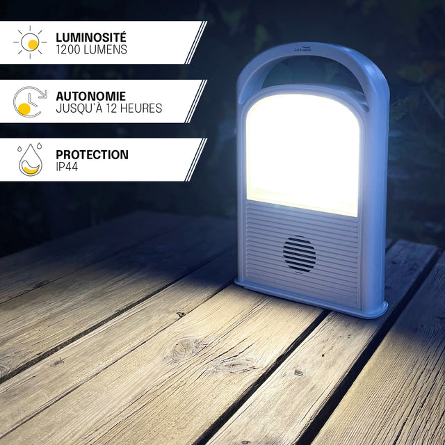 Enceinte Bluetooth Portable Solaire - IP44, Fonction Projecteur, Rechargeable USB