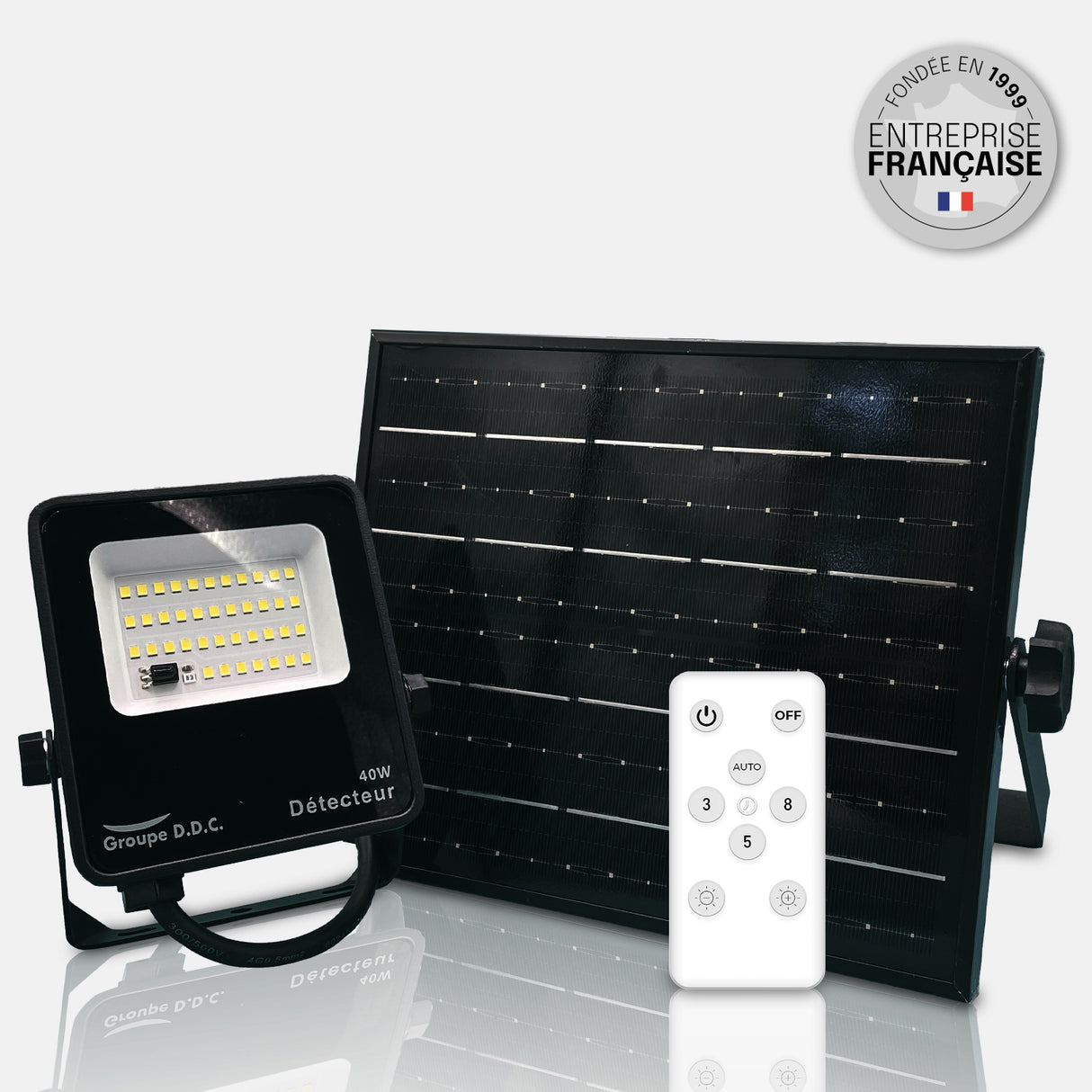 Projecteur Solaire avec Détecteur de Mouvement – IP65, Ultra Fin, Télécommande