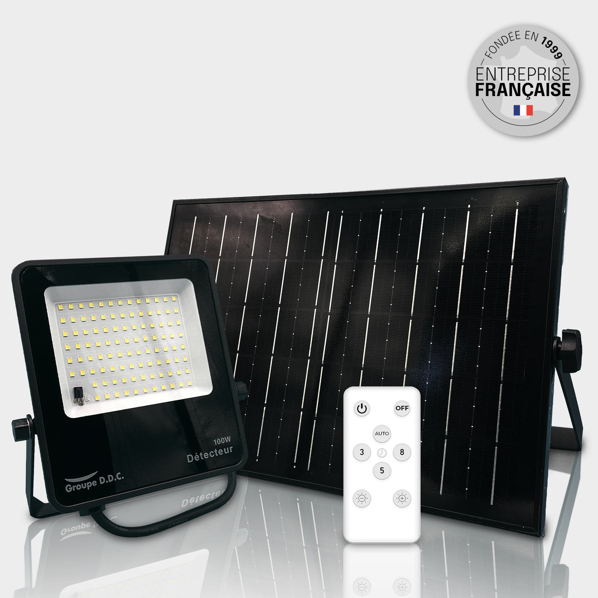 Projecteur Solaire avec Détecteur de Mouvement – IP65, Ultra Fin, Télécommande