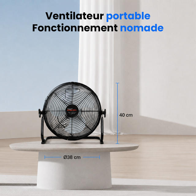 Ventilateur Solaire Haute Autonomie - 3 Vitesses, Rechargeable 220V