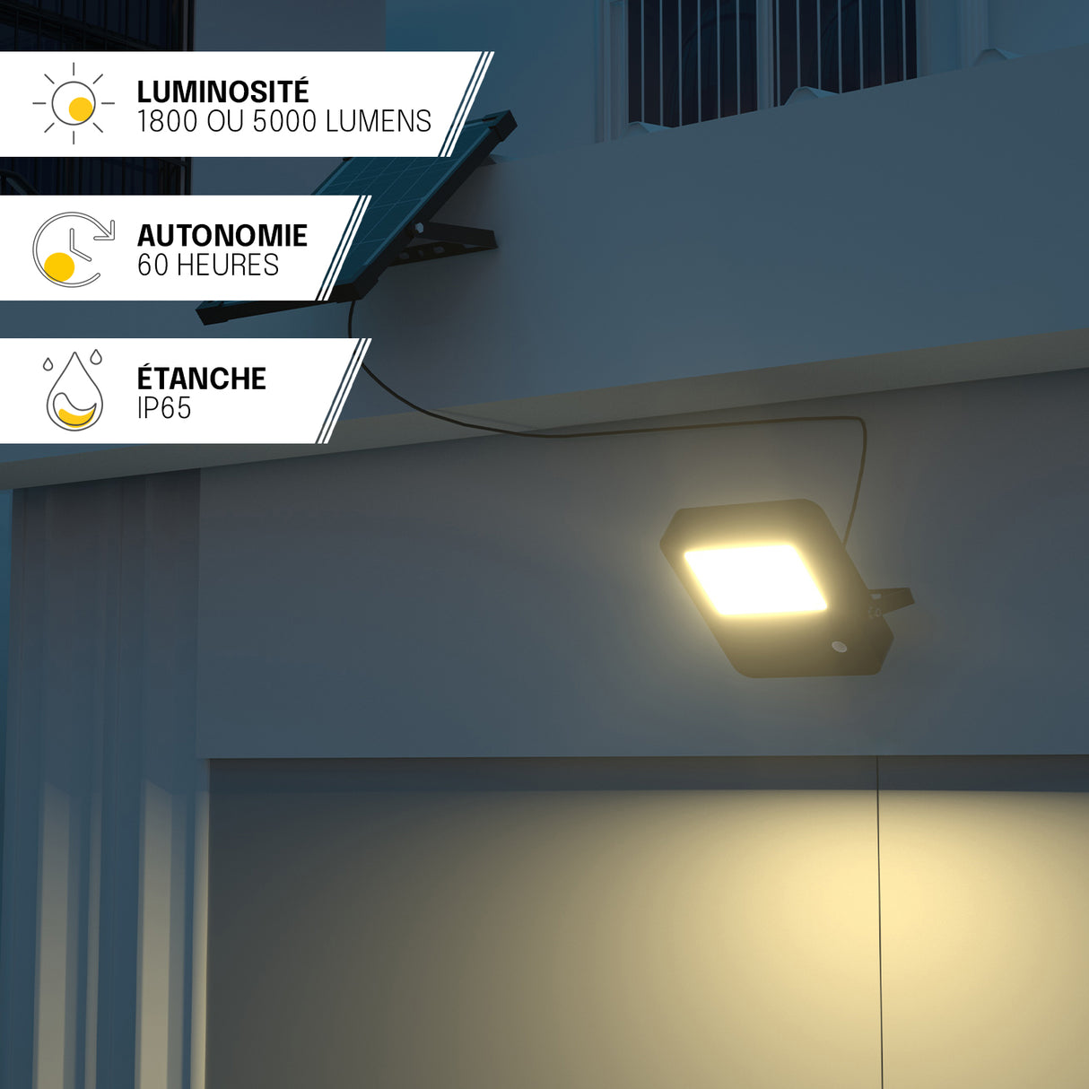 Projecteur Solaire avec Détecteur de Mouvement Haute Puissance – IP65, Télécommande
