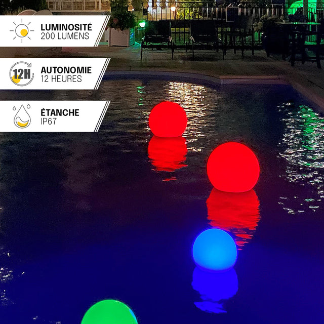 Boule Lumineuse Solaire Multicolore IP67 – Pour Piscine, Jardin et Terrasses