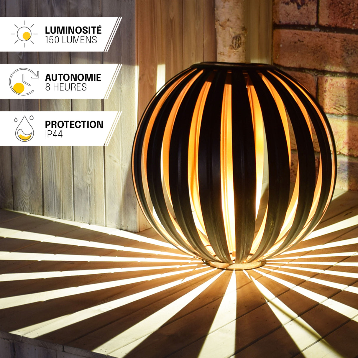 Lanterne Solaire Extérieur Boule - IP44, Avec Motif Lumineux Projeté