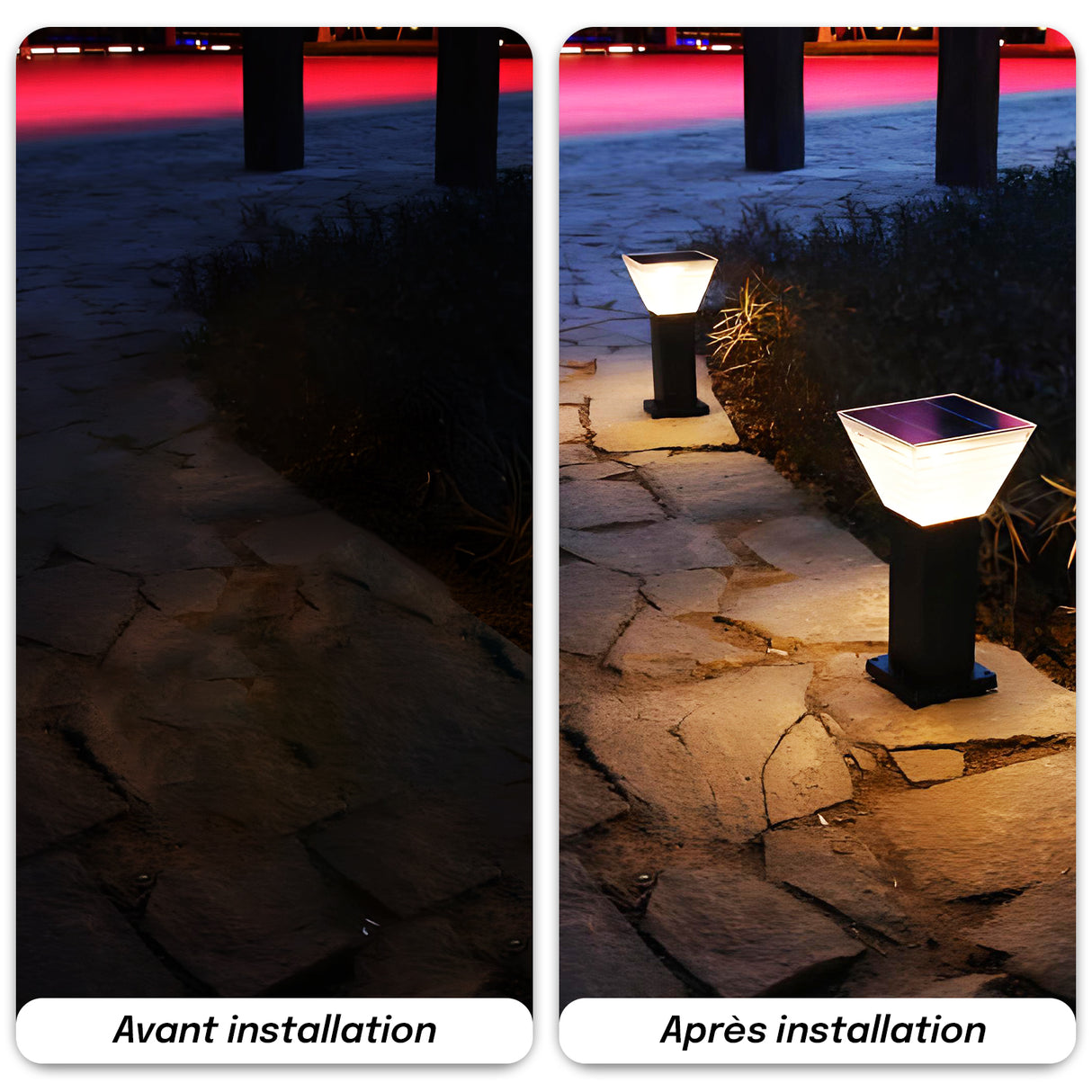 Borne Solaire Extérieur 30 CM – IP65, Batterie Remplaçable