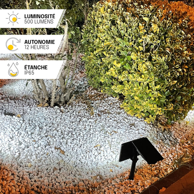 Spot Extérieur Solaire LED – IP65, Éclairage Diffus, Installation au Sol ou Murale