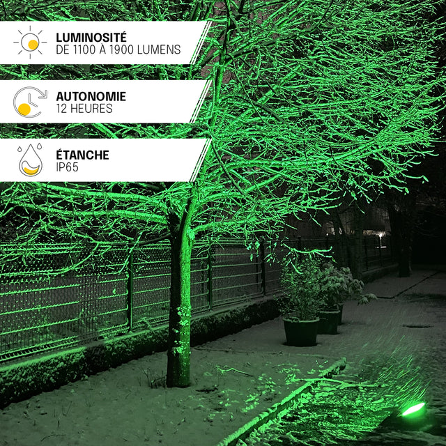 Projecteur Solaire LED – IP65, Éclairage Multicolore RVB, Télécommande