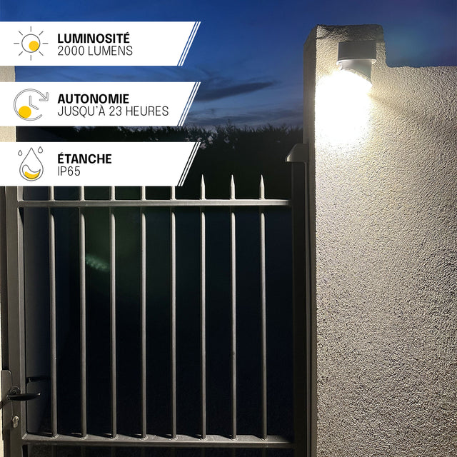Applique Solaire Rotative - IP65, Détection de Mouvement, Haute Puissance