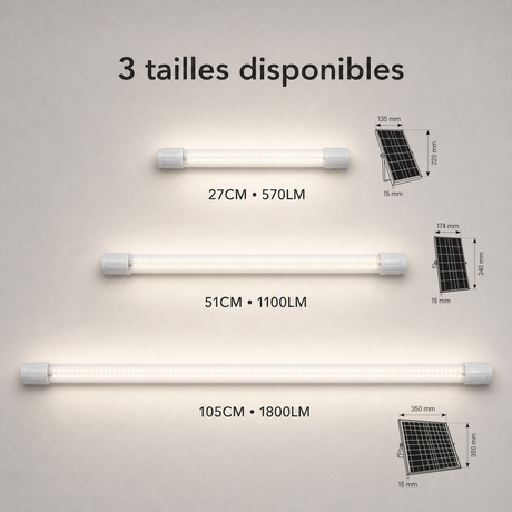 Reglette LED Solaire - IP54, Fonction Diurne