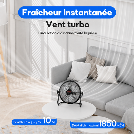 Ventilateur Solaire Haute Autonomie - 3 Vitesses, Rechargeable 220V