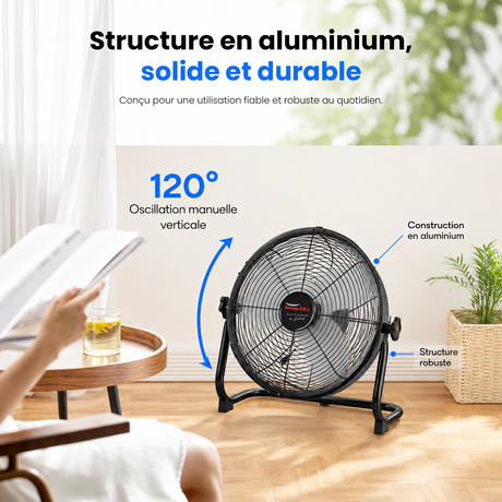 Ventilateur Solaire Haute Autonomie - 3 Vitesses, Rechargeable 220V