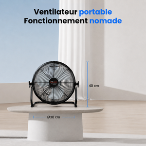 Ventilateur Solaire Haute Autonomie - 3 Vitesses, Rechargeable 220V