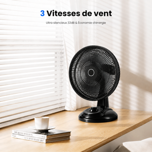 Ventilateur Solaire de Table - 3 Vitesses, Rechargeable 220V