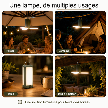 Lampe Parasol Solaire - IP54, Rechargeable USB