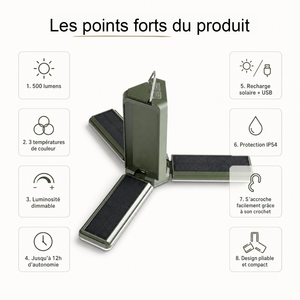 Lampe Parasol Solaire - IP54, Rechargeable USB