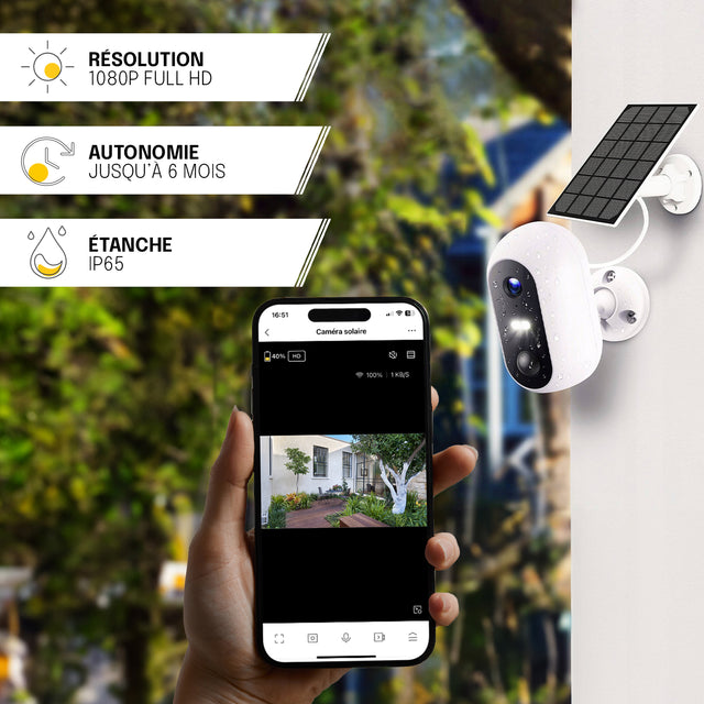 Camera Solaire - IP65, WiFi, Détection de Mouvement