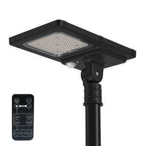 Lampe de Rue Extérieur Hybride Solaire/220V - IP65, Détection de Mouvement, 2 Modes d'Éclairage