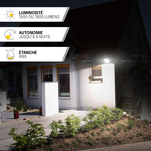 Projecteur LED Solaire - IP65, Détection de Mouvement, Télécommande