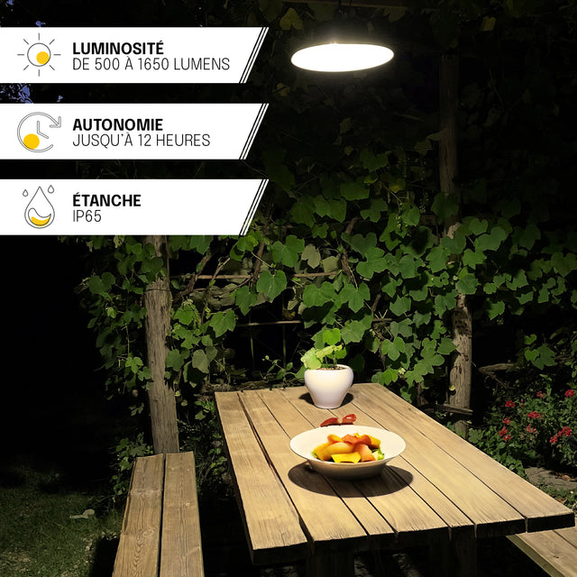 Cloche LED Solaire - IP65, Fonction Diurne, Télécommande